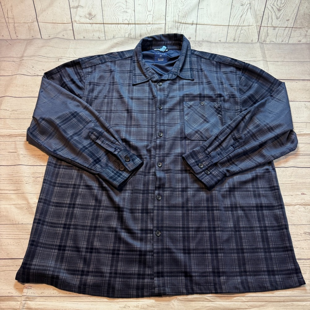 Trust Button Up Long Sleeve‎ Shirt Blue Plaid Men's Size 4X
